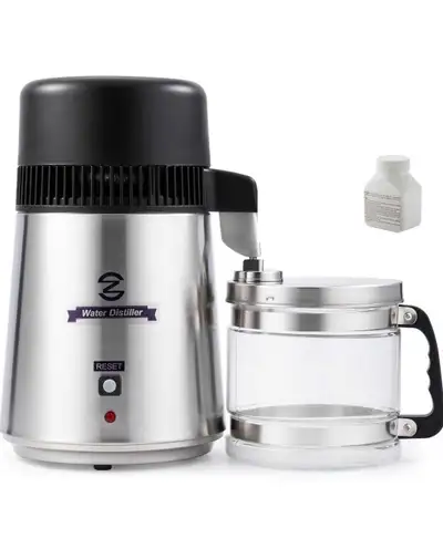 CO-Z 4L Brushed Stainless Steel Countertop Distiller Machine, Home Distilled Water Maker with Glass...