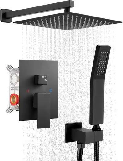 NEW COBBE Matte Black Rainfall Shower System, View more