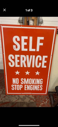 Sign GAS Station METAL SIGN SELF SERVE ORIGINAL Vintage USA