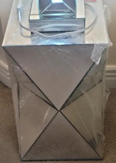 (2) Mirrored Geometric Accent Table, View more