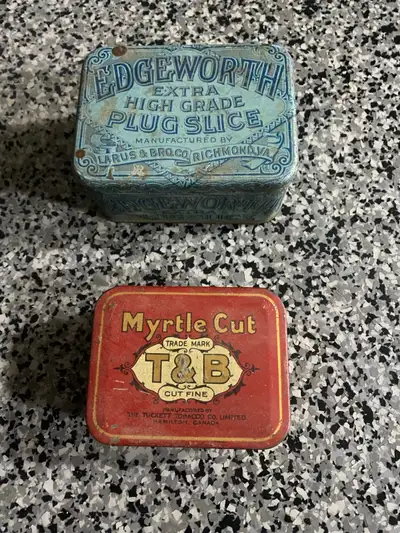 Two vintage tobacco tins $25 for both