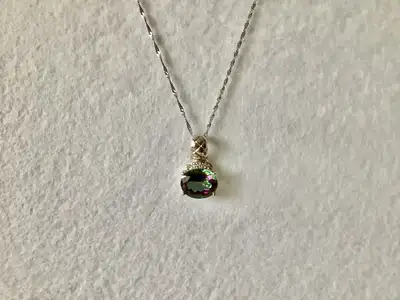 NEW…GORGEOUS LARGE COLORFUL MYSTIC TOPAZ NECKLACE SET IN WG, View more