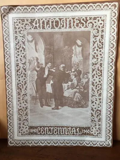 Vintage menu from the historic Antoine's restaurant in New Orleans, Louisiana. This lovely menu is i...