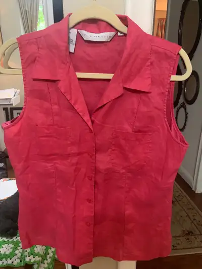 WOMEN’S 100% LINEN PINK TOP ! SIZE LARGE ! BRAMPTON !, View more