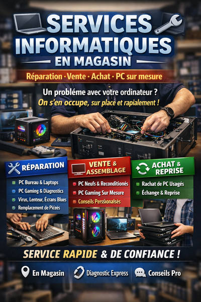 Réparation d ordinateur • Vente • Achat de pc, View more
