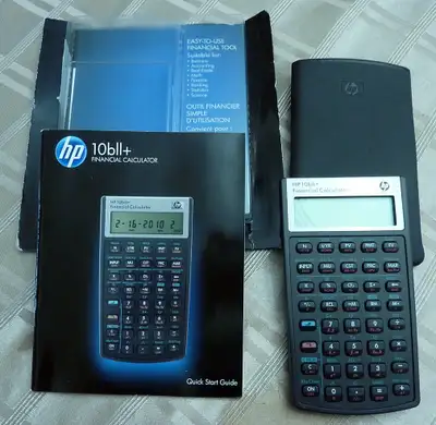 Vintage Hewlett Packard HP 10B Business Calculator W/ Protective Case, operating instructions, and s...