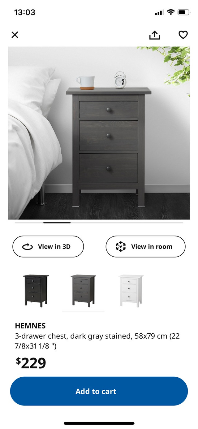 IKEA 3-drawers nightstand  in Dressers & Wardrobes in City of Toronto - Image 3