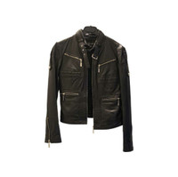 BLANC NOIR Black Leather Moto Biker Jacket