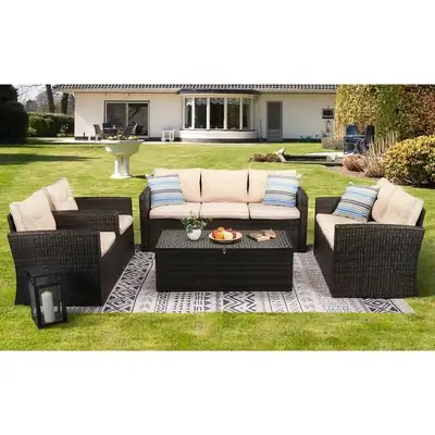 5-piece Wicker Patio Conversation Furniture Set , View more