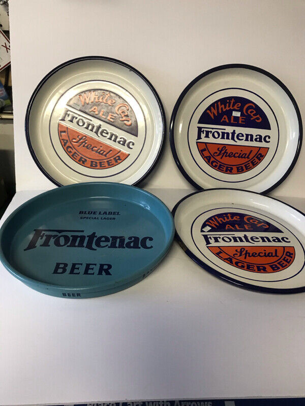 4 VINTAGE FRONTENAC BEER TRAYS - 3 PORCELAIN *PLEASE READ AD* in Arts & Collectibles in Mississauga / Peel Region