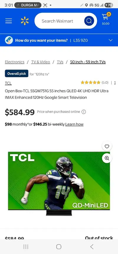 120Hz -- 2024 TCL 55" QM7 4K UHD HDR QD-Mini LED Smart Google TV, View more