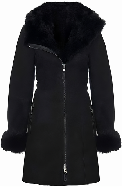 Real Suede Leather Long Coat – Genuine Fur – YKK – New – M, View more
