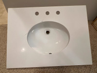 Quartz counter top & bathroom sink ***brand new but chipped