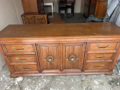 Free delivery used solid wood Vintage Brown Wood Dresser, View more