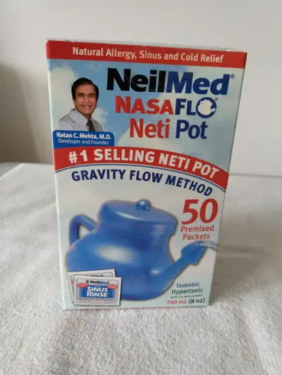 Neilmed Nasaflo Neti Pot Nasal Rinse w/ 50 Premixed Packets, View more