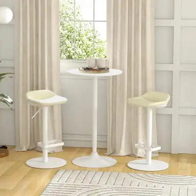 High Top Bar Table, Modern Round Dining Table with Painted Top and Steel Base, Bistro Table for 2 Pe...