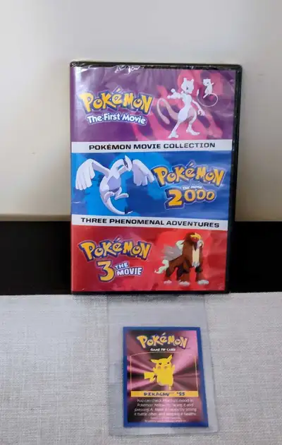 Sealed Pokémon - The First Movie / Pokemon - The Movie 2000 / Pokémon 3 DVD & Pikachu card