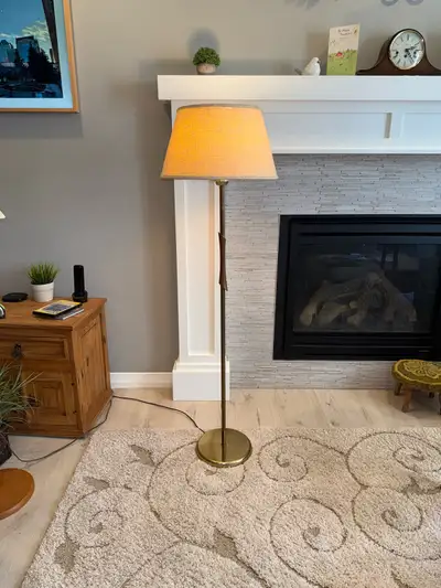 MCM Wood Brass Floor lamp, View more
