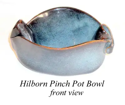 Hilborn Pottery Design, Pinch Pot Bowl, Grey-blue ceramic Canada, View more