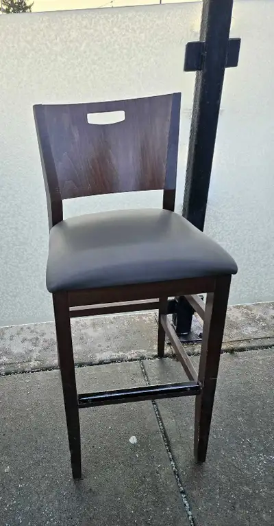 Brown Wood Bar Stools with Fabric Seats, View more