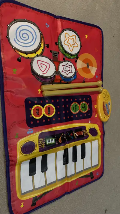 Funny 2 In 1 Musical Toys, Toddler Piano & Drum Mat With 2 Sticks, Musical Mats-Piano
