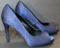 NWT Le Chateau Blue Glitter High Heel Stiletto Shoes Sz 5.5 EU36