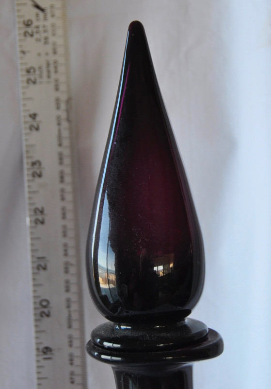 Vintage Purple Empoli Glass Genie Bottle with Stopper26" in Home Décor & Accents in New Glasgow - Image 3