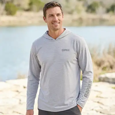 Rapala Mens Performance Grey Hooded Fishing Sun Shirt Size L, View more