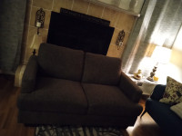 Loveseat brown fabric couch in excellent condition