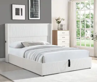 Brand New Amblewood White Queen Platform Storage Bedframe on Sale for $579 Built in USB Ports Hidden...