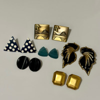 7 Pairs of Vintage Art Deco Earring Jewelry Bundle