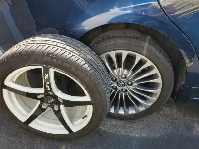 Tires and rims only used for 2 years. Bought another vehicle but they don't fit. The picture of the...
