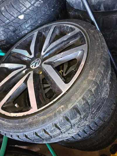 Jetta wheels. 2 rims are in decent 2 not so much. 2 tires are winters 2 are summers. 225 45 r18