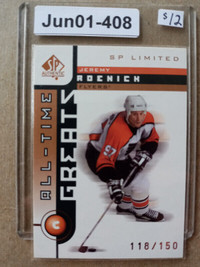 2001-02 SP Authentic Limited /150 Jeremy Roenick #105 flyers