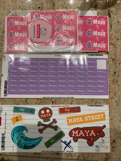 "Maya" clothing and belongings labels, View more