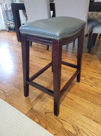 Three Leather Upholstered Kitchen/Bar Stool with Nailhead Trim