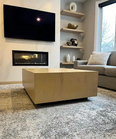 Custom made waterfall floating coffee tables drum round , View more