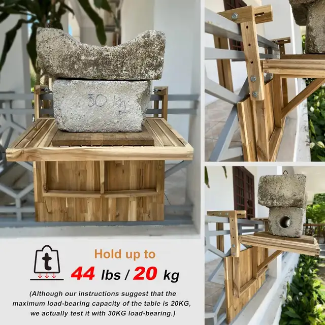 NEW Toronto Balcony Folding 28x23" Deck Table (Interbuild) Teak in Patio & Garden Furniture in Markham / York Region - Image 5