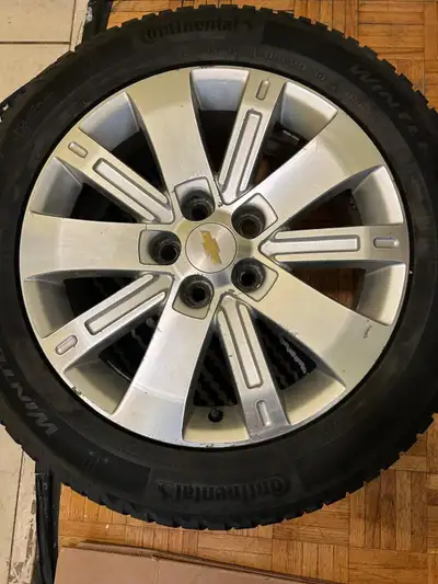 Set 4 winter tires with rims, Size 235/55R18. Details: 2 x Continental winter tires (235/55R18) 2 x...
