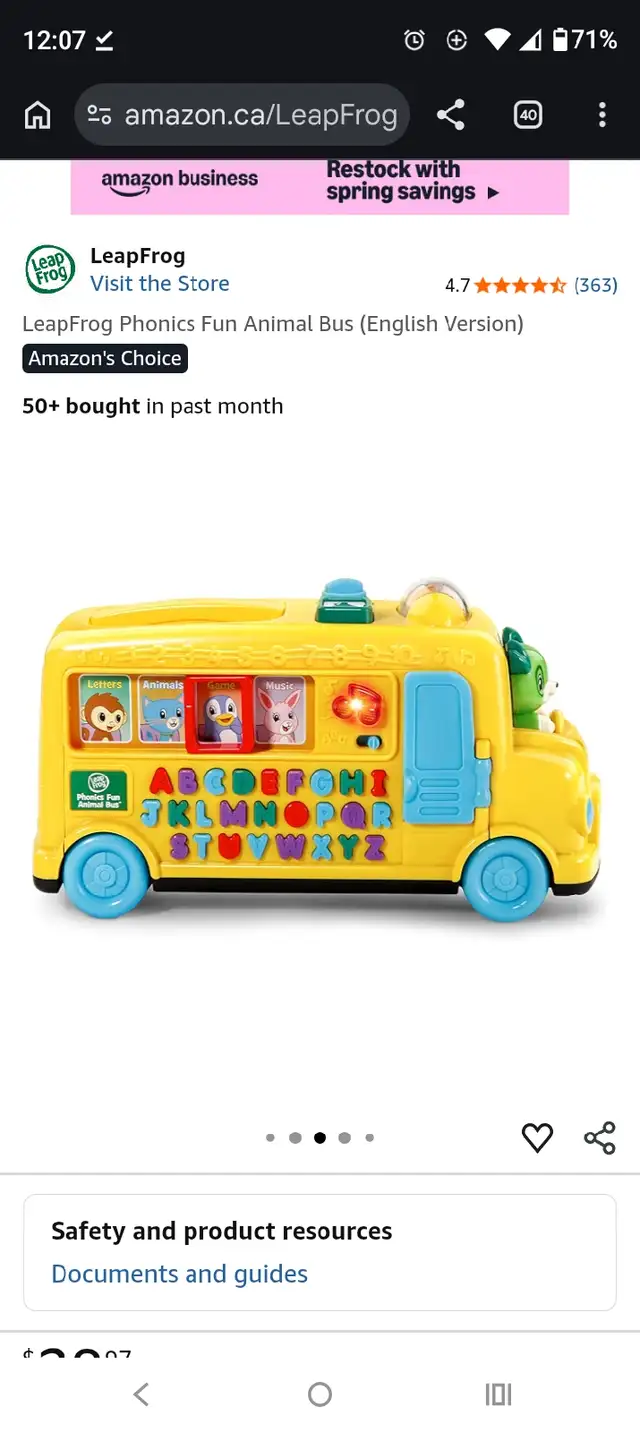 LeapFrog Phonics Fun Animal Bus™ - Toy Bus Push Along Vehicle fo in Toys & Games in Oakville / Halton Region - Image 4