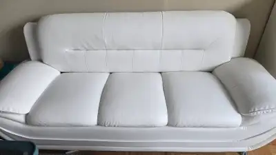 White Leather Sofa set, Like New, View more