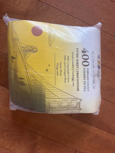 Cotton Fitted Sheet Twin Size, Light Grey, New, View more