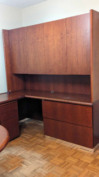 A Solid wood office furniture set ( U shape desk & hutch )