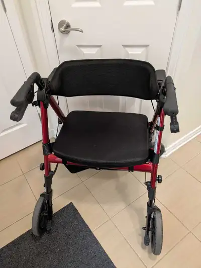StrollAid Rollator Walker with Seat, Red, Weight capacity 450lbs, View more