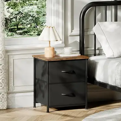 Somdot Black Nightstand, Small Dresser for Bedroom with 2 Drawer, View more