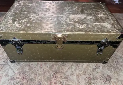 This is a WW2 Military Footlocker antique trunk, with a great look and feel. Shows it's age, but has...