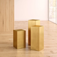 AllModern Bette Square 3-Piece Plant Pedestal, Brushed Brass