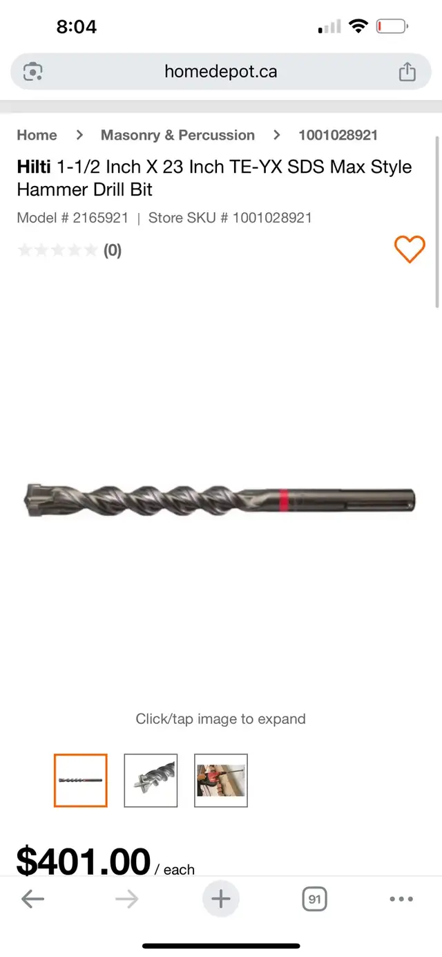 Hilti 1-1/2 Inch X 23 Inch TE-YX SDS Max Style Hammer Drill Bit in Power Tools in Markham / York Region - Image 2