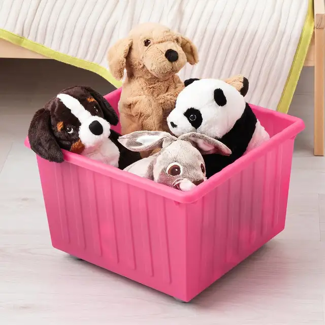 IKEA VESSLA Storage crate w/Matching Lid, casters, Pink in Storage & Organization in City of Toronto - Image 4