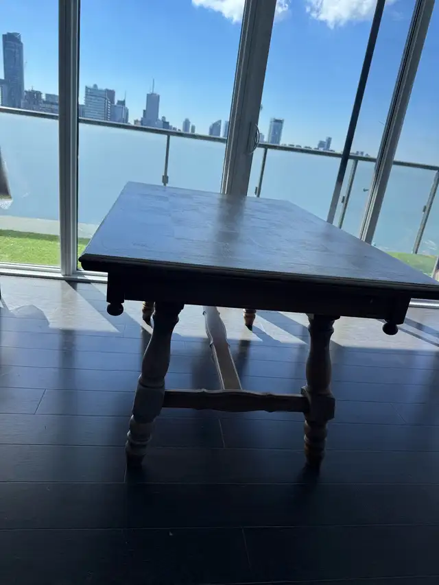 Vintage French Solid Wood Extendable Dining Table – Parquet Top in Dining Tables & Sets in City of Toronto - Image 4